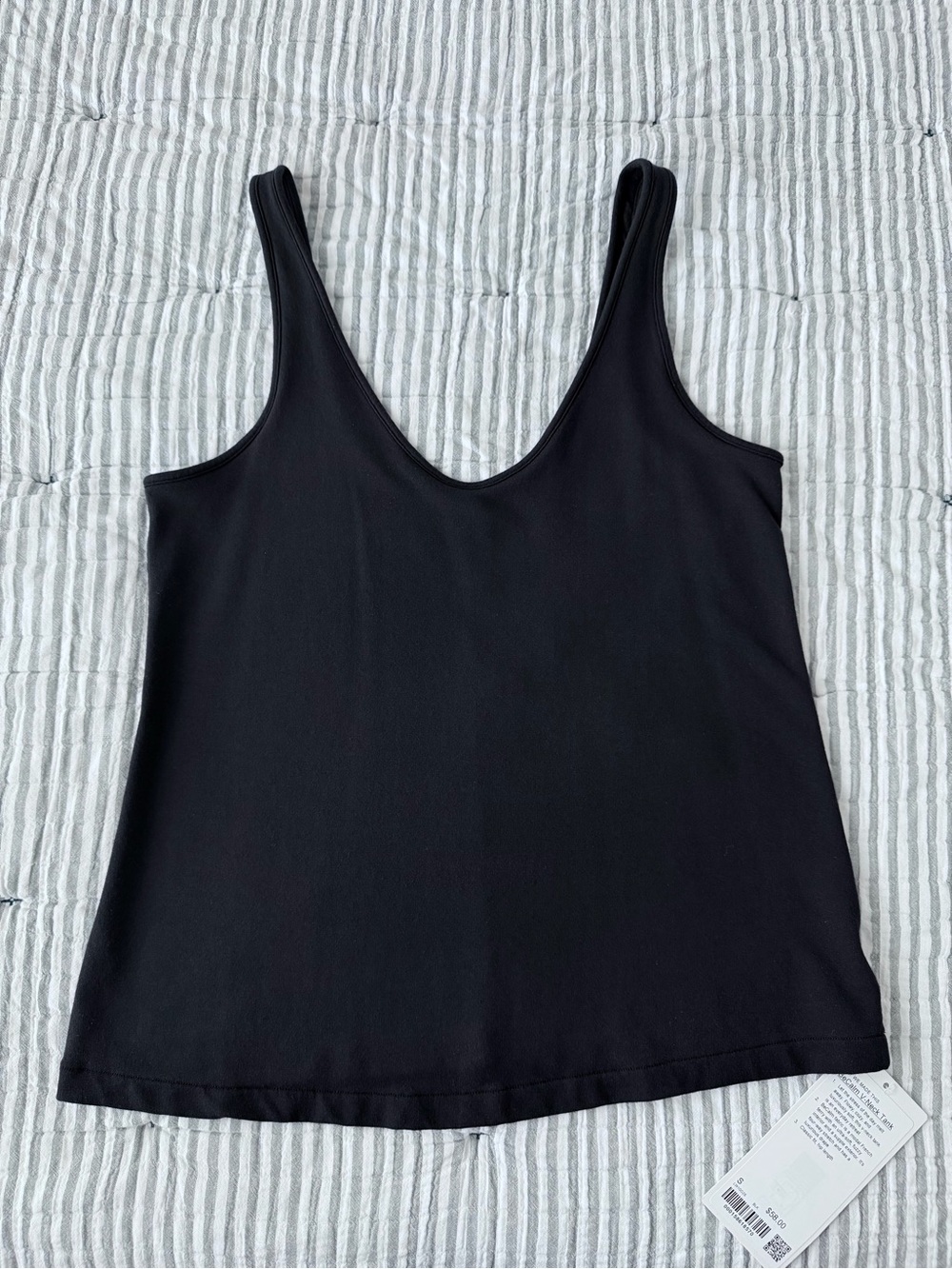 Lululemon NWT BeCalm V-Neck Tank Black Size Small Soft Modal French Terry - Picture 6 of 9
